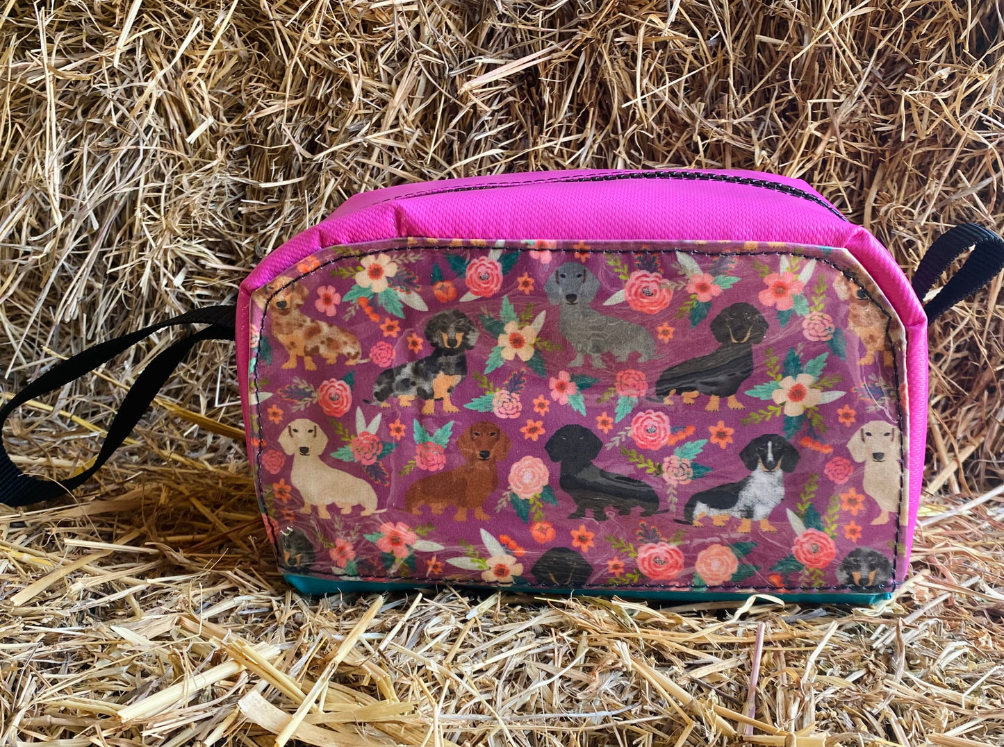 Purple and pink flower Dachshund Bag