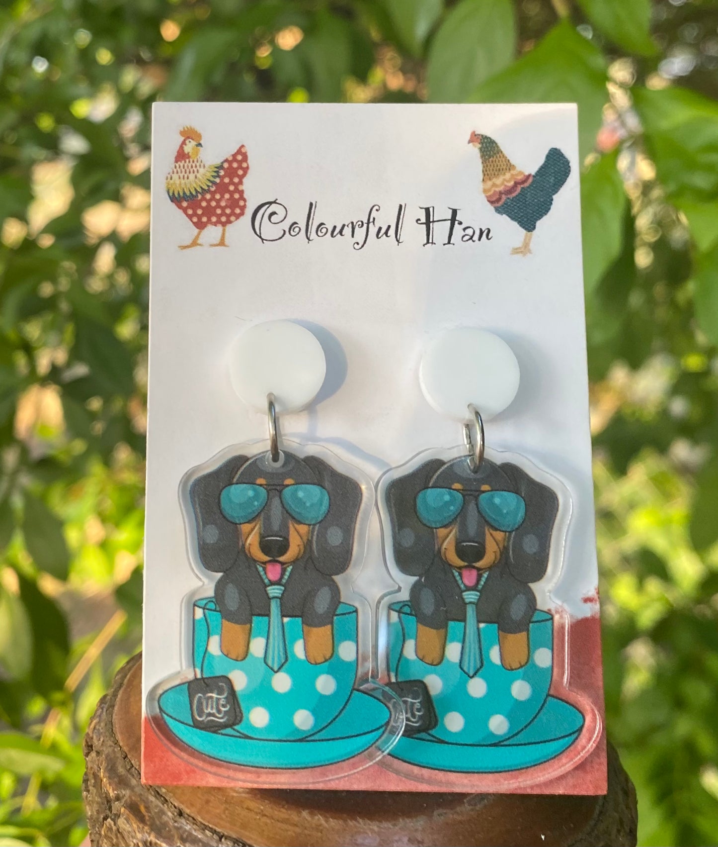 Tea Cup Dachshund Earrings
