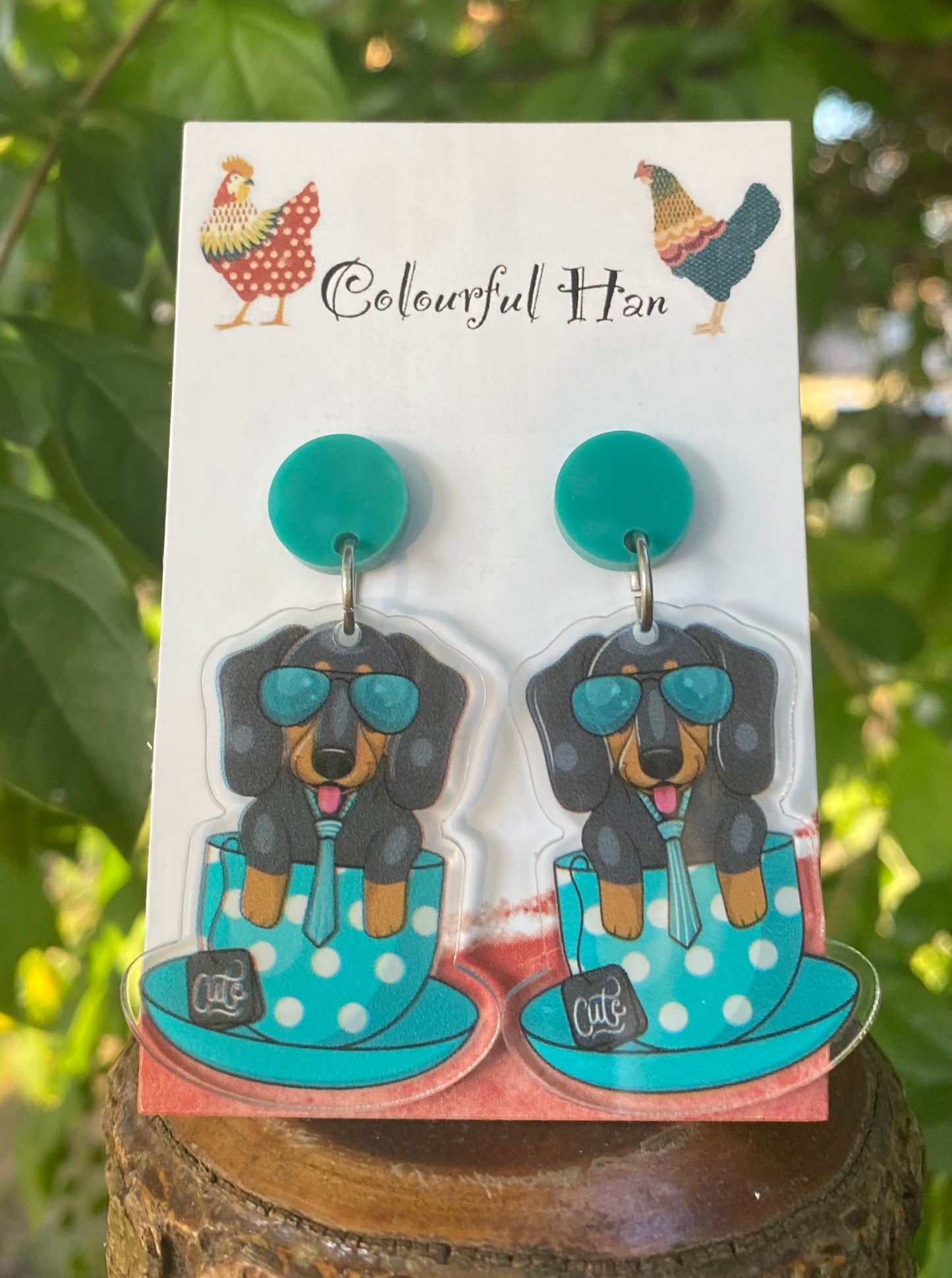 Tea Cup Dachshund Earrings