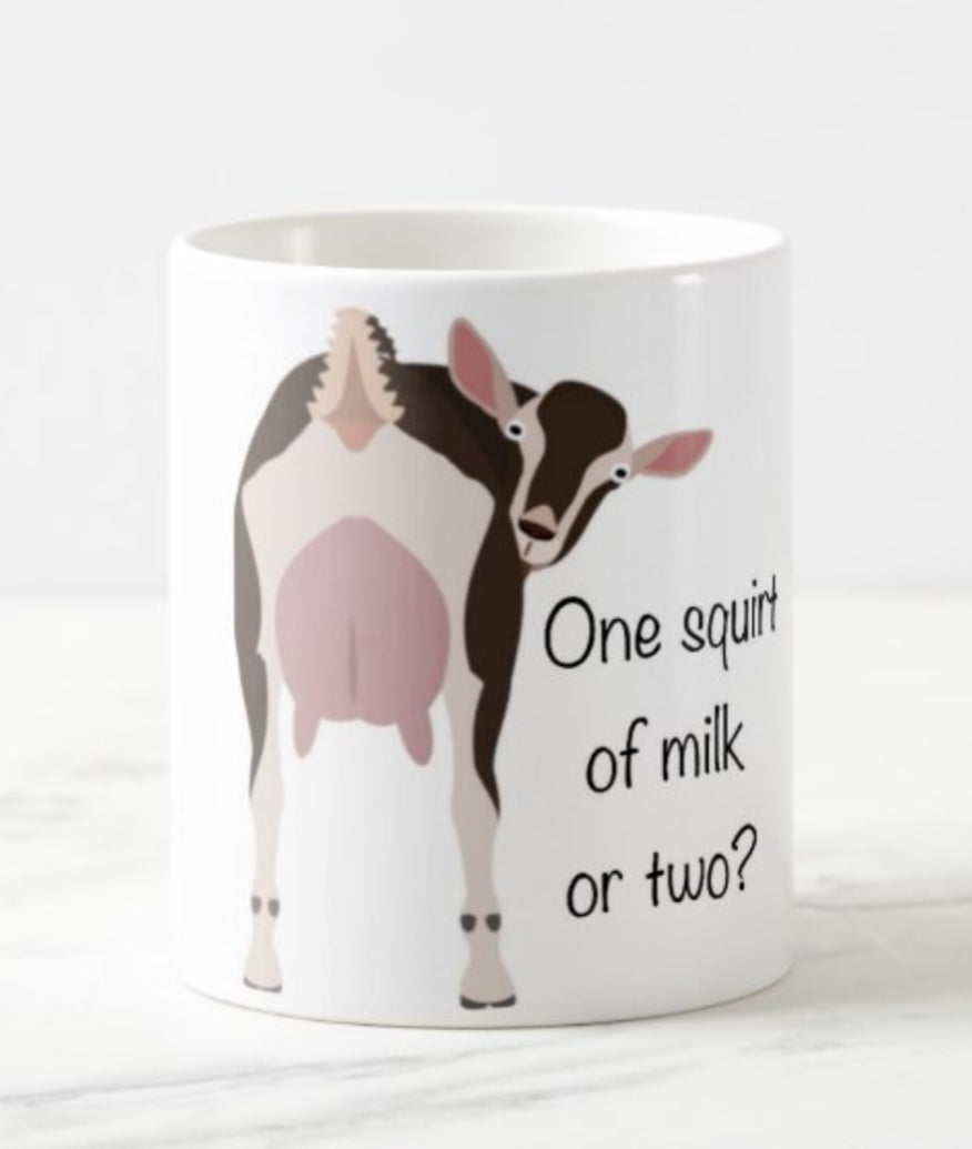 One squirt of milk or two? Coffee mug