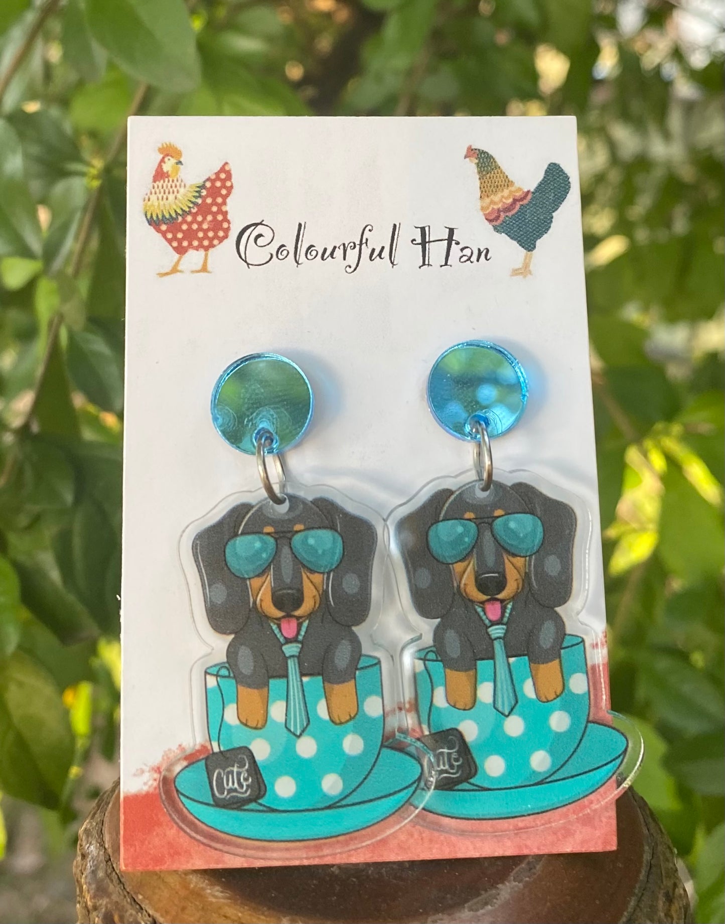Tea Cup Dachshund Earrings