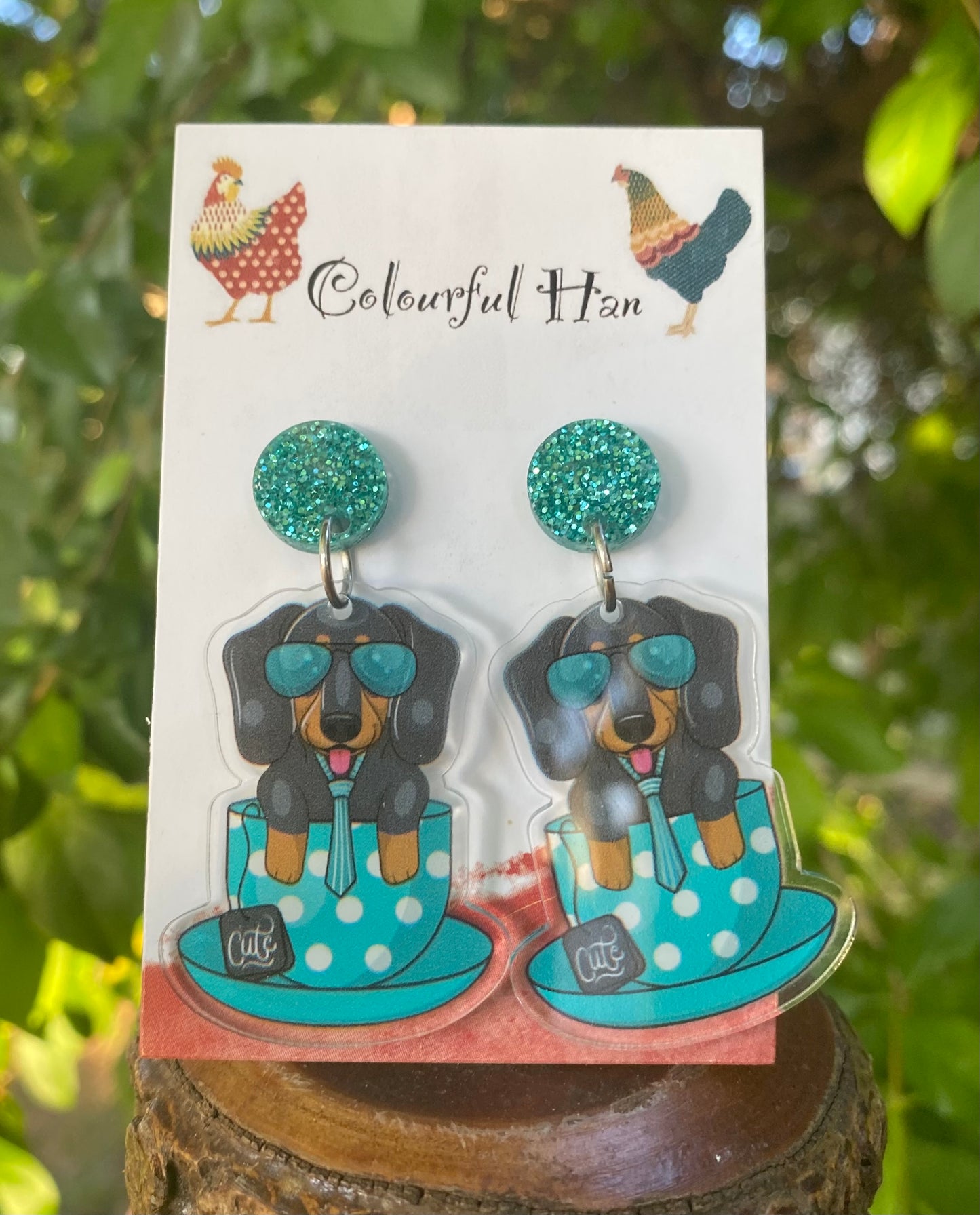Tea Cup Dachshund Earrings