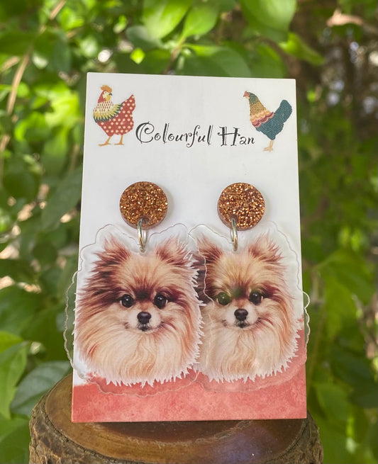 Pomeranian Head Earrings