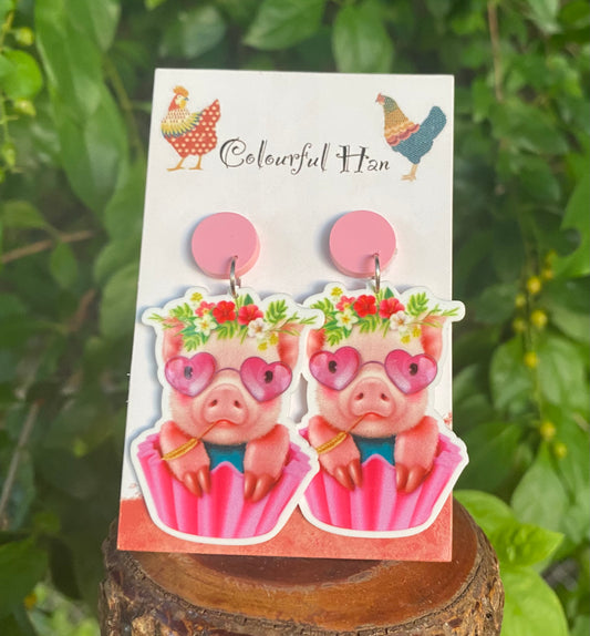 Pig Cupcake Earrings